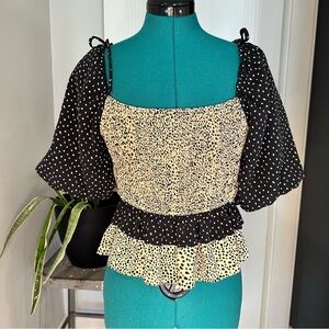 La Ven Speckled Print Blouse Anthropologie